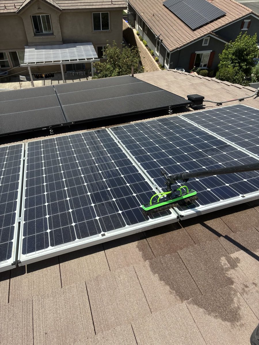 Solar panel brush cleaning
